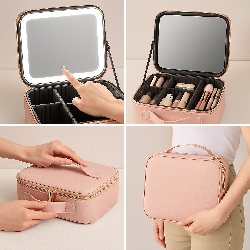 Cosmetiquera con espejo LED.