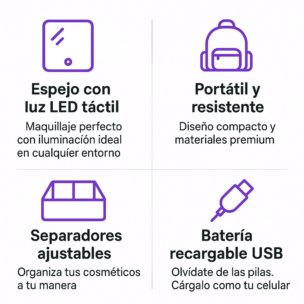 Cosmetiquera con espejo LED.
